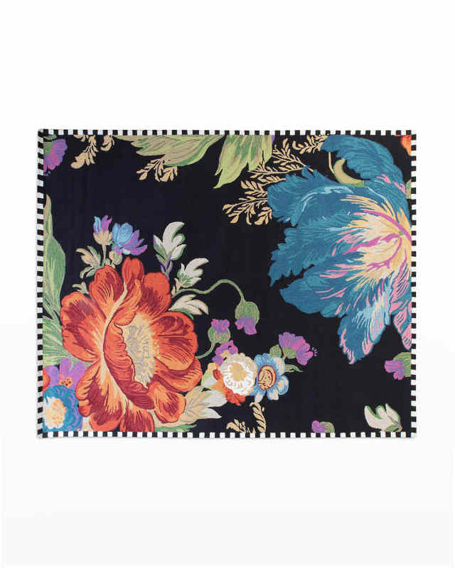 Flower Market Reflections Rug, Black - 8' x 10'